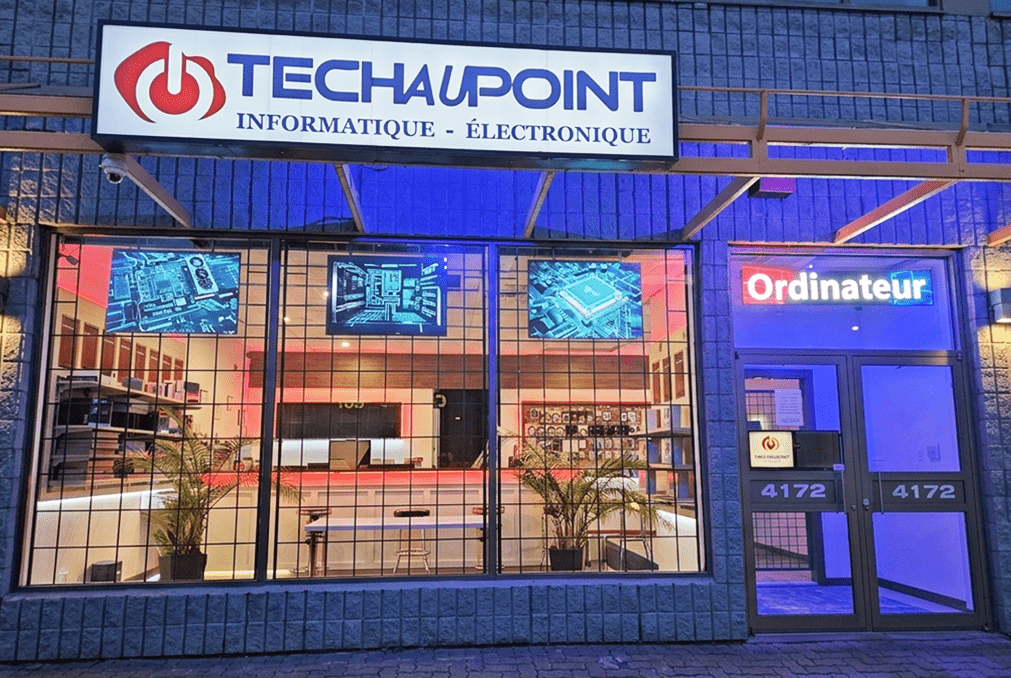 TechAuPoint computer repair expert store storefront located in Longueuil, South Shore.