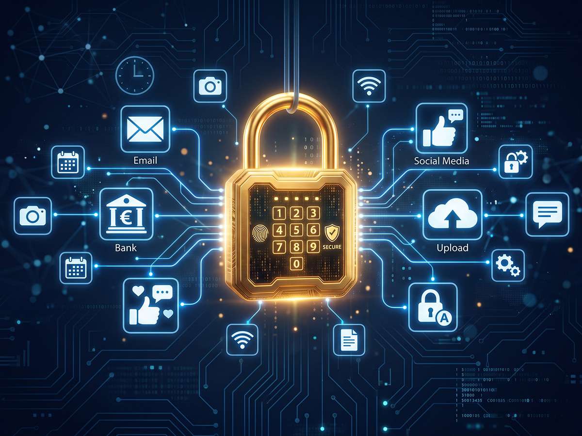 Password security: digital padlock protecting your online accounts - TechAuPoint Longueuil